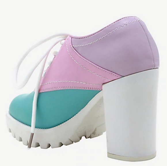 LAST PAIR🔥HOT TOPIC TRICOLOR PASTEL PLATFORM OXFORD HEELS - Picture 5 of 9